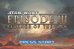 Star Wars Episode III Revenge of the Sith title screen for GameBoy Advance